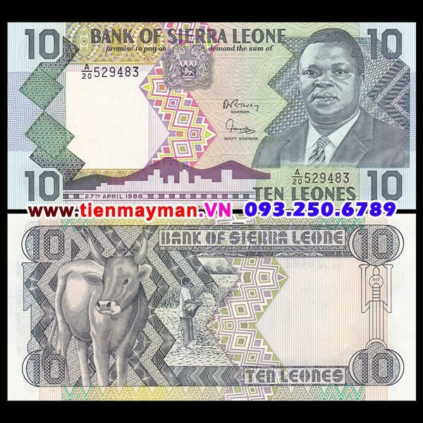 Tiền giấy Sierra Leone 10 Leones 1988 UNC