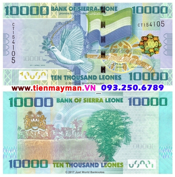 Tiền giấy Sierra Leone 10000 Leones 2010 UNC