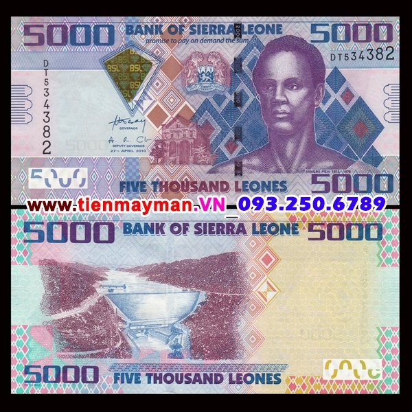 Tiền giấy Sierra Leone 5000 Leones 2010 UNC