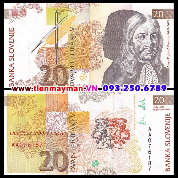 Tiền giấy Slovenia 20 Tolarjev 1992 UNC