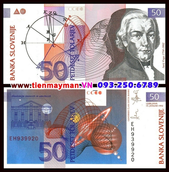 Tiềng giấy Slovenia 50 Tolarjev 1992 UNC