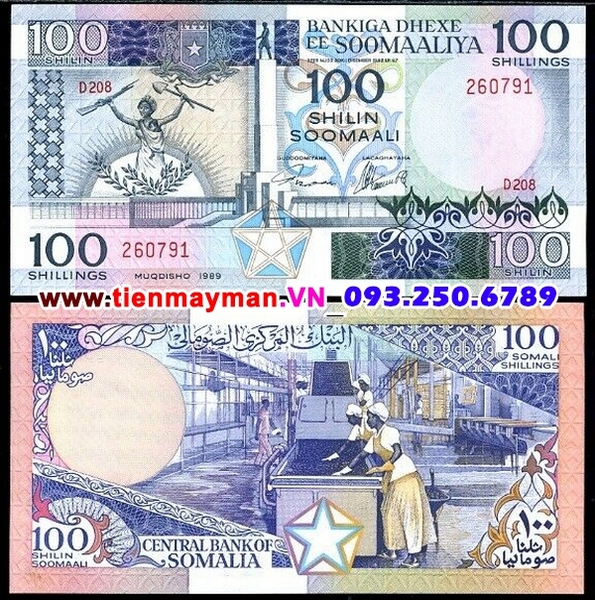 Tiền giấy Somalia 100 Shillings 1989 UNC