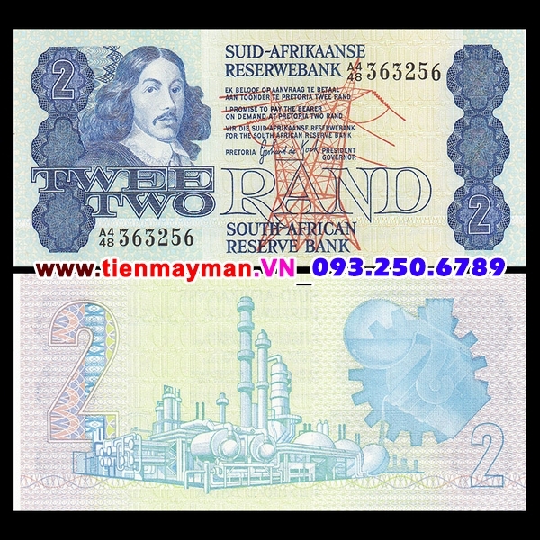 Tiền giấy Nam Phi 2 Rand 1990 UNC