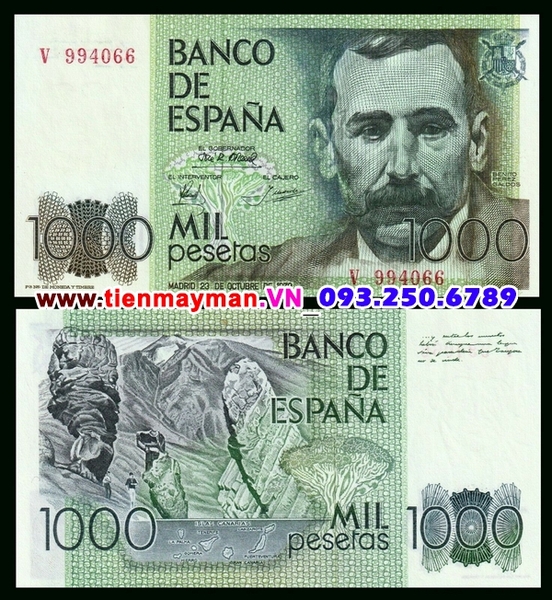 Tiền giấy Tây Ban Nha 1000 Pesetas 1979 UNC