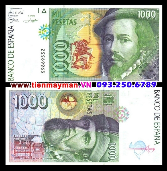 Tiền giấy Tây Ban Nha 1000 Pesetas 1992 UNC