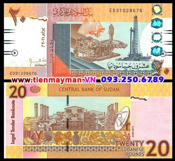 Tiền giấy Sudan 20 Pound 2011 UNC