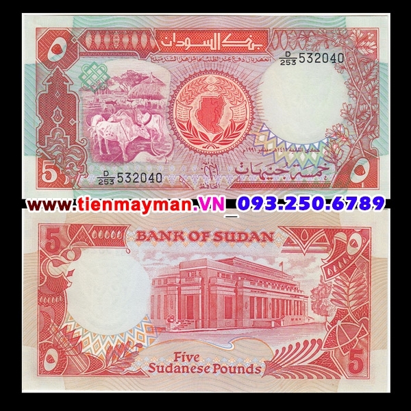 Tiền giấy Sudan 5 Pound 1991 UNC
