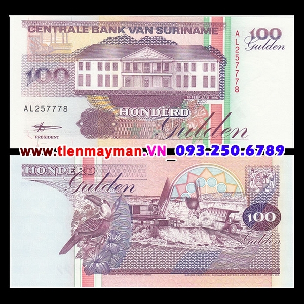Tiền giấy Surinam 100 Gulden 1998 UNC