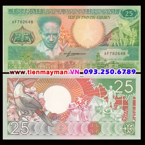 Tiền giấy Surinam 25 Gulden 1988 UNC