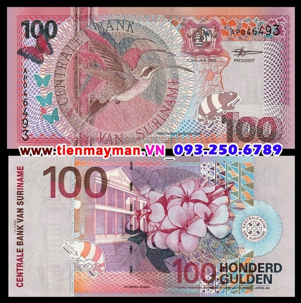Tiền giấy Suriname 100 Gulden 2000 UNC
