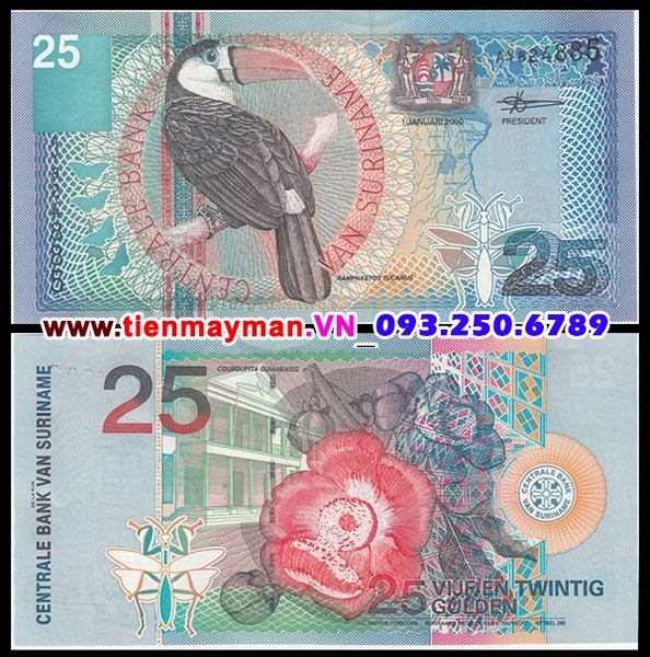 Tiền giấy Suriname 25 Gulden 2000 UNC