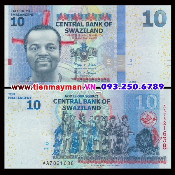 Tiền giấy Swaziland 10 Lilangeni 2011 UNC