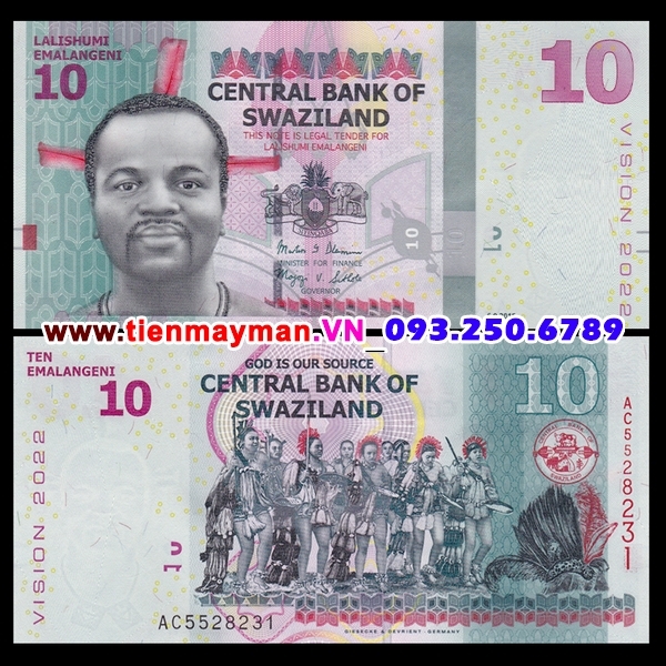 Tiền giấy Swaziland 10 Lilangeni 2017 UNC