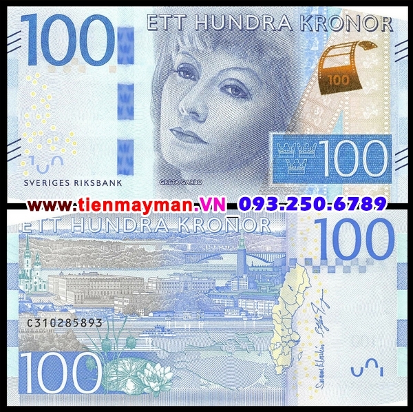 Tiền giấy Thuỵ Điển 100 Kronor 2008 UNC