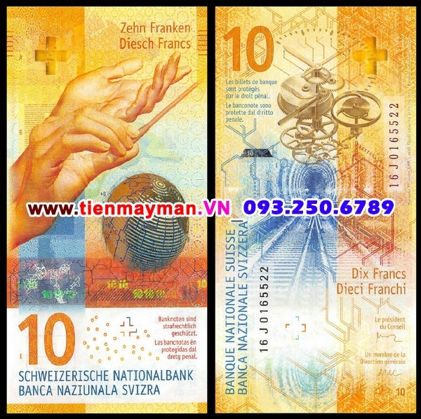 Tiền giấy Thụy Sĩ 10 Francs 2017 UNC Hybrid