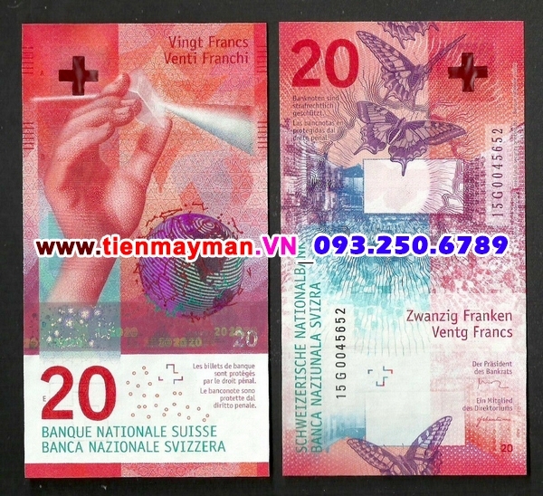 Tiền giấy  Thụy Sĩ 20 Francs 2017 UNC hybrid