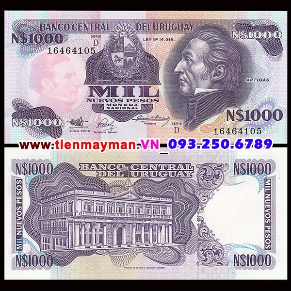 Tiền giấy Uruguay 1000 Pesos 1992 UNC