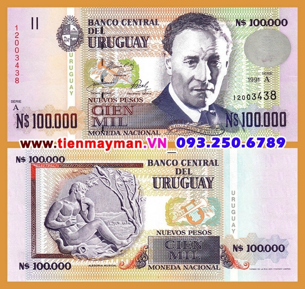 Tiền giấy Uruguay 100000 Pesos 1991 UNC