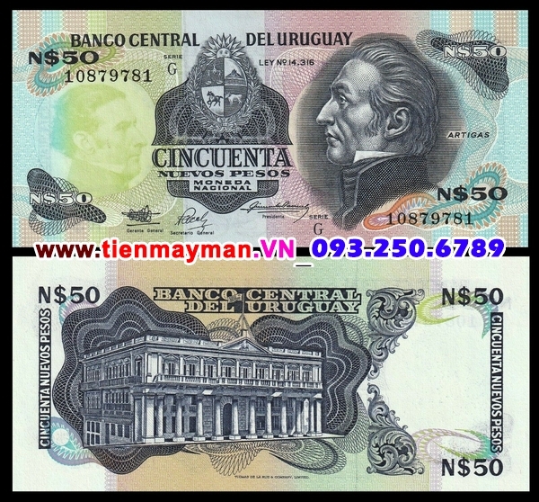 Tiền giấy Uruguay 50 Nuevos Pesos 1989 UNC