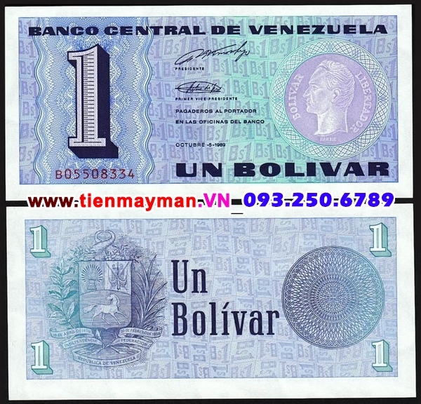 Tiền giấy Venezuela 1 Bolivar 1989 UNC