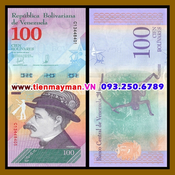 Tiền giấy Venezuela 100 Bolivares 2018 UNC