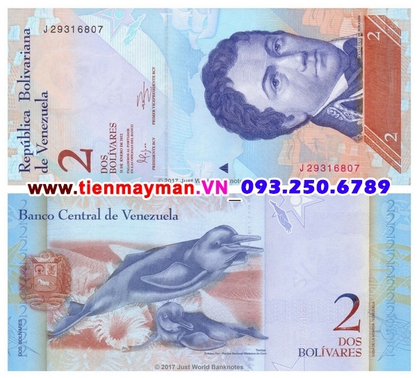 Tiền giấy Venezuela 2 Bolivares 2012 UNC