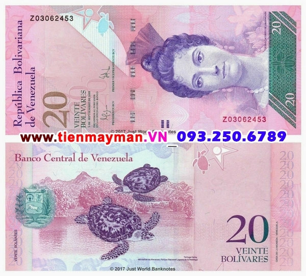 Tiền giấy Venezuela 20 Bolivares 2009 UNC