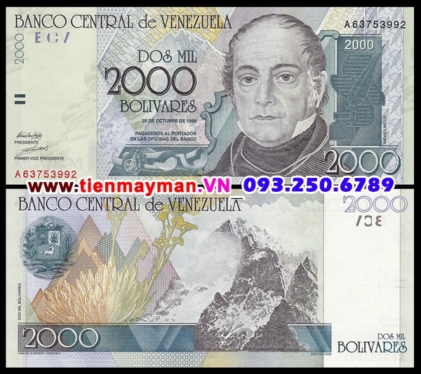 Tiền giấy Venezuela 2000 Bolivares 2002 UNC