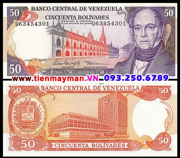 Tiền giấy Venezuela 50 Bolivares 1995 UNC