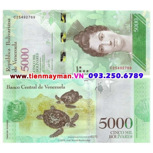Tiền giấy Venezuela 5000 Bolivares 2017 UNC