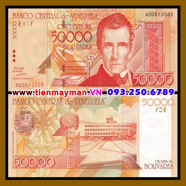 Tiền giấy Venezuela 50000 Bolivares 2002 UNC