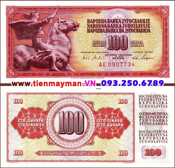 Tiền giấy Nam Tư 100 Dinara 1986 UNC