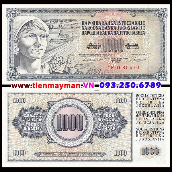 Tiền giấy Nam Tư 1000 Dinara 1986 UNC