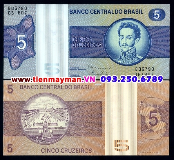 Tiền giấy Brazil 5 Cruzeiros 1970 UNC