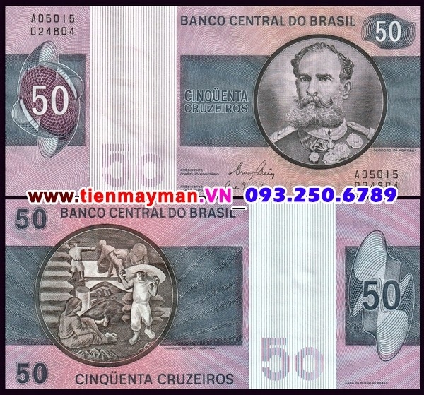 Tiền giấy Brazil 50 Cruzeiros 1970 UNC