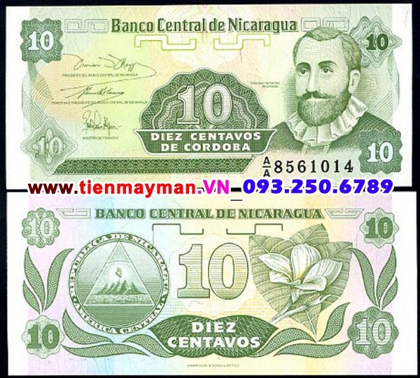 Tiền giấy Nicaragua 10 Centavos 1990 UNC