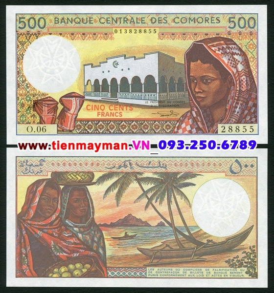 Tiền giấy Comoros 500 Francs 1994 UNC