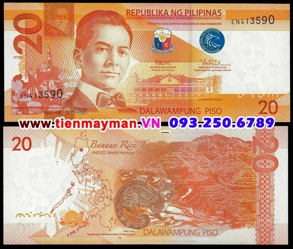 Tiền giấy Philippines 20 Piso 2017 UNC