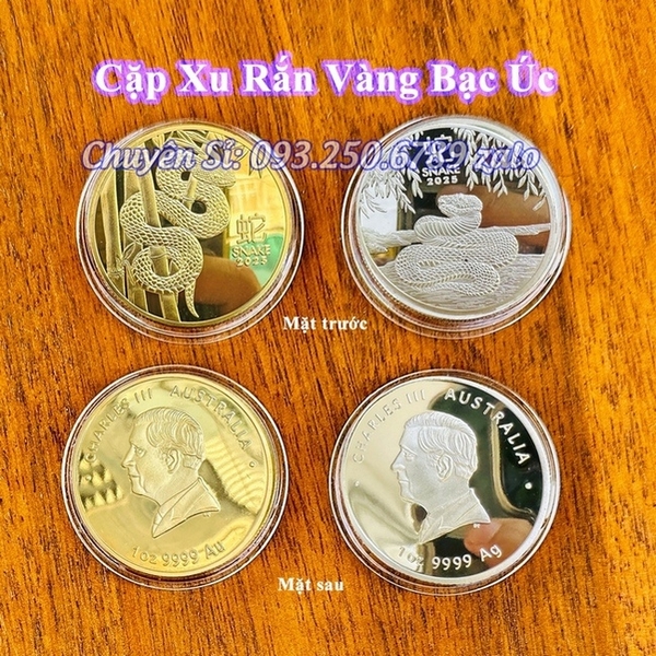 cặp tiền xu úc hình con Rắn