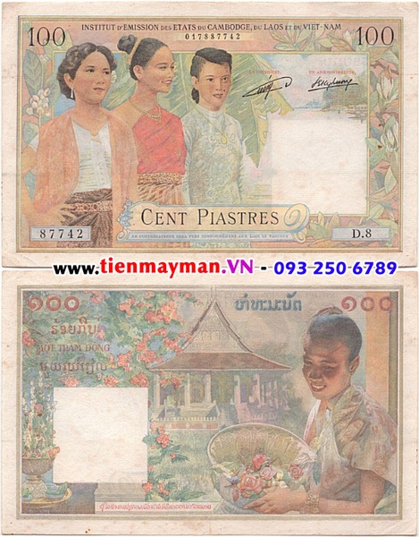 100 Piastres cô gái Lào , Ba Cô Gái 1954 P-103 | Viện Phát Hành