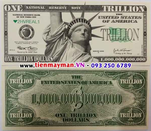 tờ tiền 1000 TỶ DOLLAR MỸ làm quà lưu niệm độc đáo