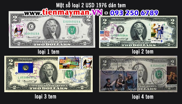 2 đô 1976 dán tem may mắn