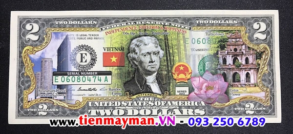 tiền 2 USD in màu Việt Nam