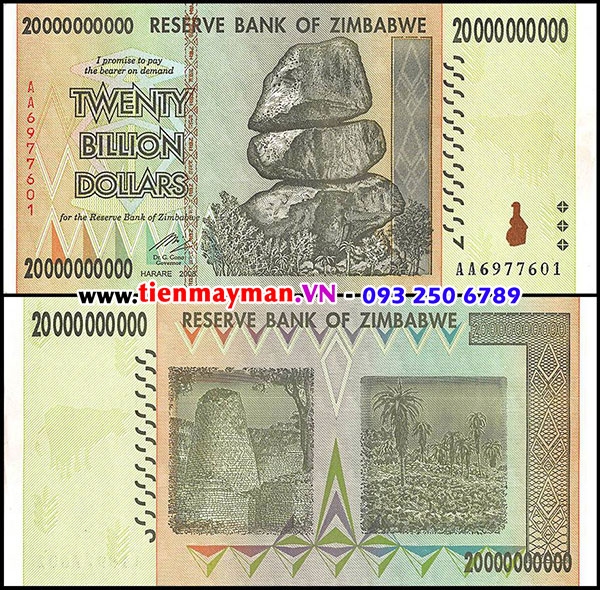 Tiền Zimbabwe 20 Tỷ Dollar