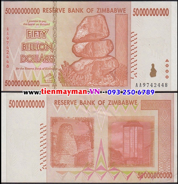 Tiền Zimbabwe 50 Tỷ Dollar | 50.000.000.000 Dollar Zimbabwe