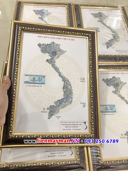 Khung tranh Tiền giấy 20k bản đồ Việt Nam