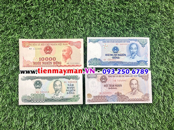 Bộ tiền cotton Việt Nam 10 20 50 100 ngàn đồng
