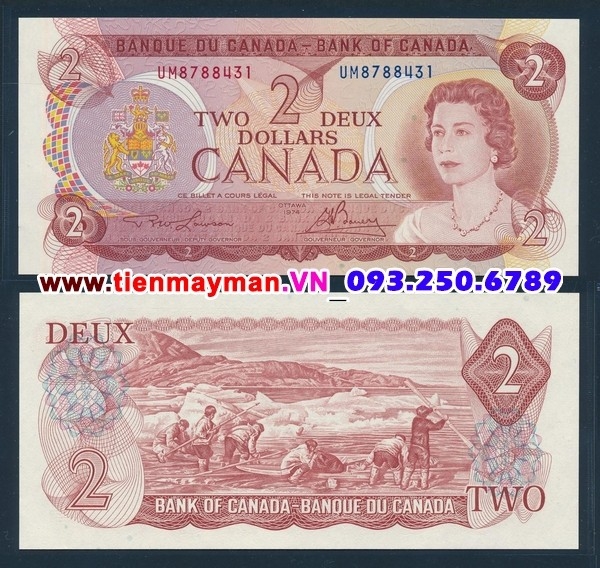 Tiền giấy Canada 2 dollar 1974 UNC