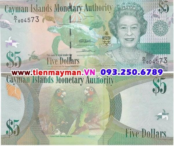 Tiền giấy Cayman 5 dollar 2011 UNC