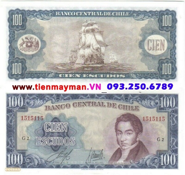 Tiền giấy Chile 100 Escudos 1975 UNC